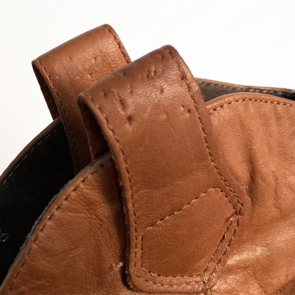 Aldo Caramel Brown Leather Boots, Western Almond Toe Heeled Cowboy Boots, sz 36 - Picture 6 of 7